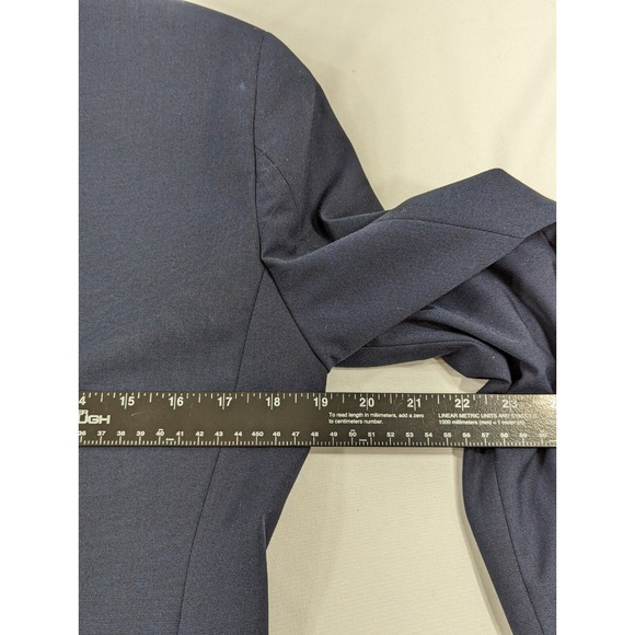 H&M  Slim Fit 1 Button Casual Suit Jacket Blazer Dark Blue Crosshatch Size 36R - Picture 10 of 11